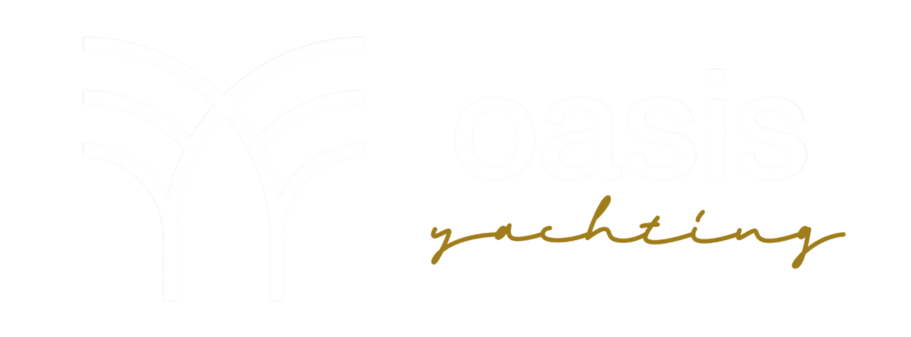 logo Oasis Gold 'yachting' text on a white background 